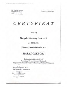 certfikat masaz gleboki